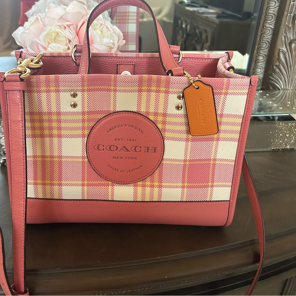 Coach Dempsey Pink Plaid Women's Bag
